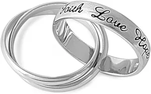 Faith, Hope, Love Rolling Rings in Sterling Silver
