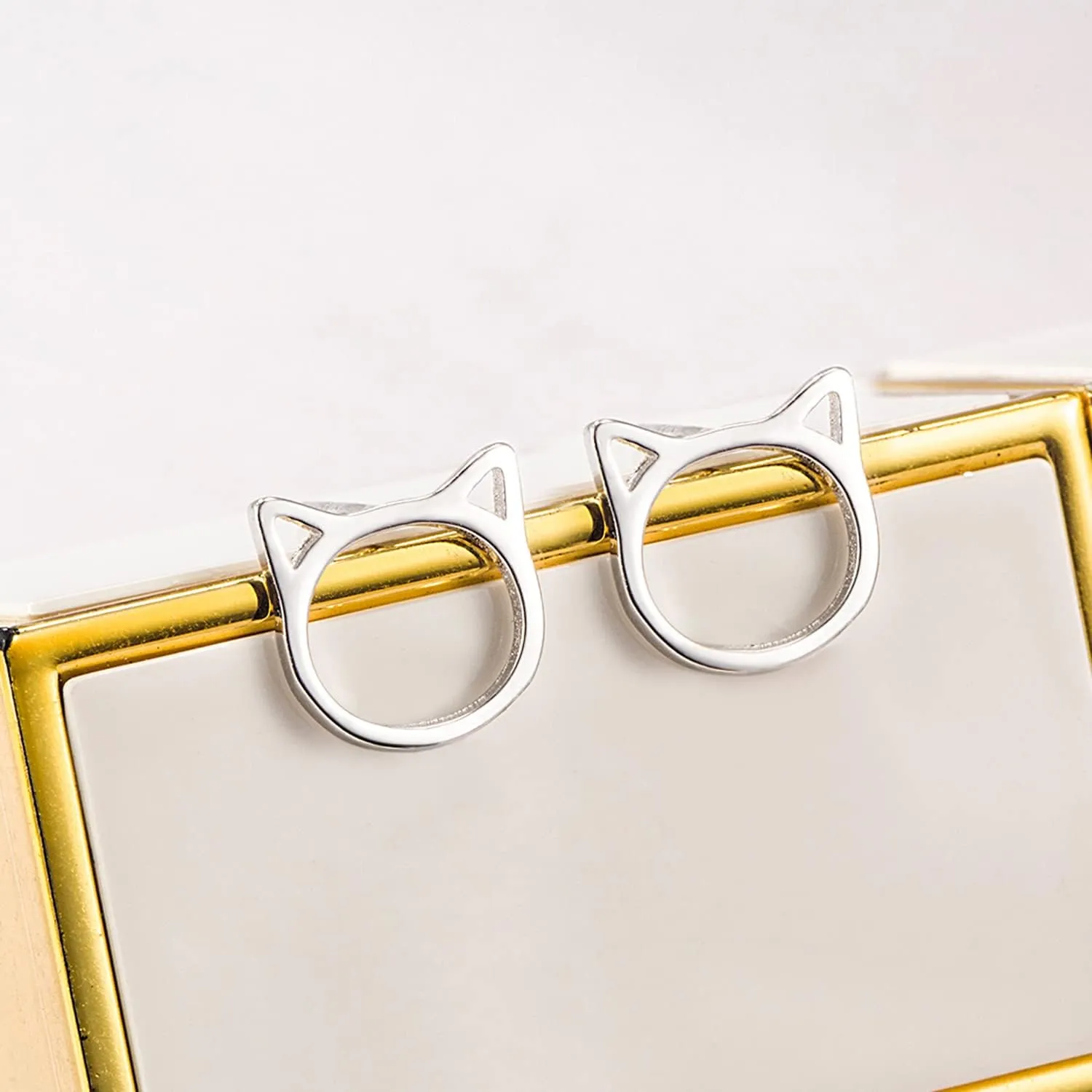 Fashion Cute 925 Sterling Silver Animal Cat Bell Moon Stud Earrings For Women Earrings 5 Styles Not Allergic Fine Jewelry Gift