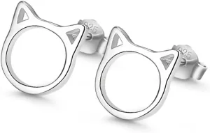 Fashion Cute 925 Sterling Silver Animal Cat Bell Moon Stud Earrings For Women Earrings 5 Styles Not Allergic Fine Jewelry Gift