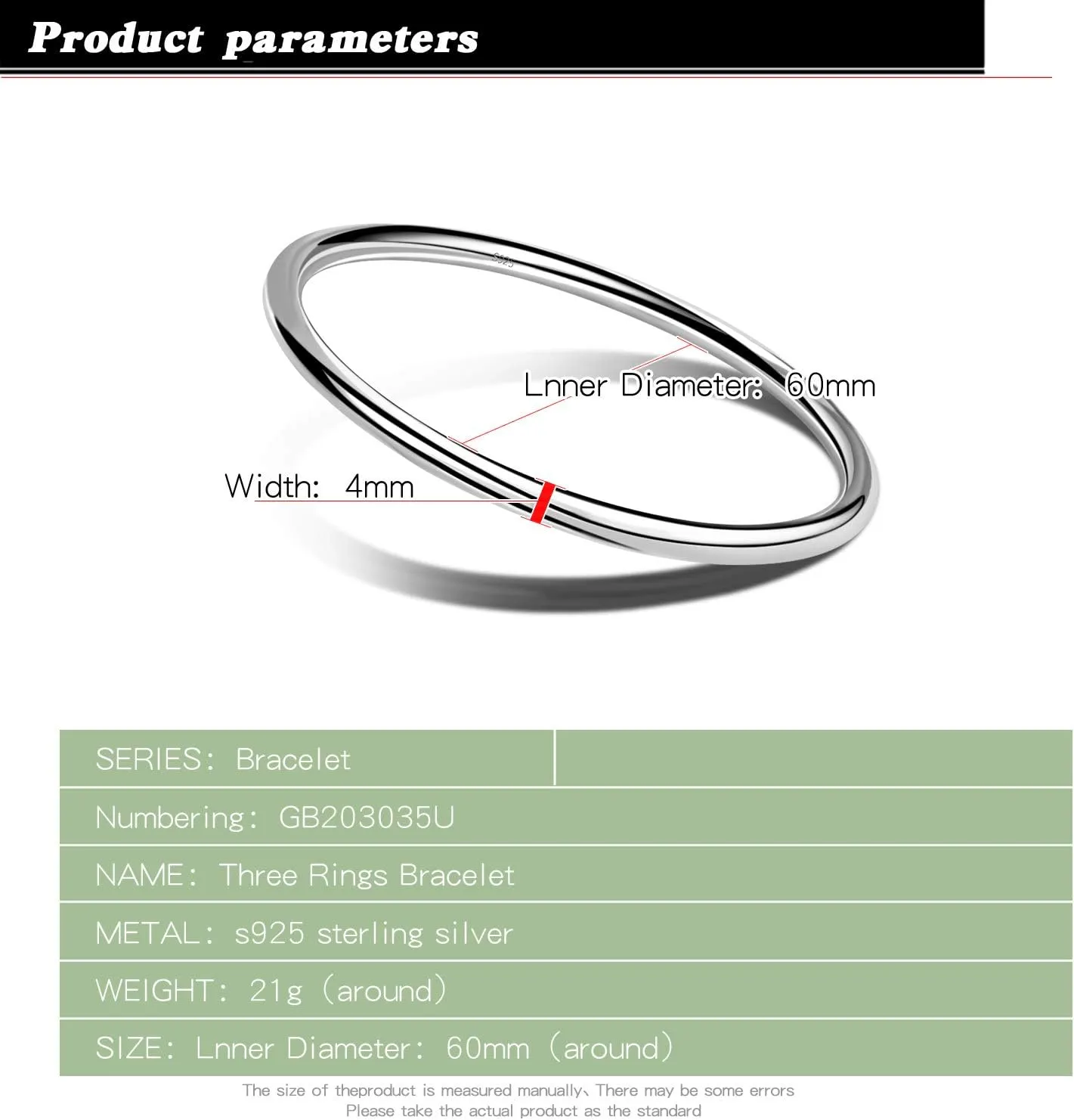 Fashion Smooth Moments Charm 925 Sterling Silver Bracelet Minimalist DIY Women 4MM Bangle Diameter 60-65 -68MM Gold Plated Jewelry Gift