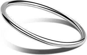 Fashion Smooth Moments Charm 925 Sterling Silver Bracelet Minimalist DIY Women 4MM Bangle Diameter 60-65 -68MM Gold Plated Jewelry Gift
