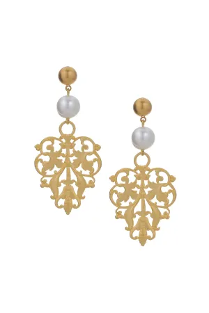 Filigree and Pearl Accent Earring