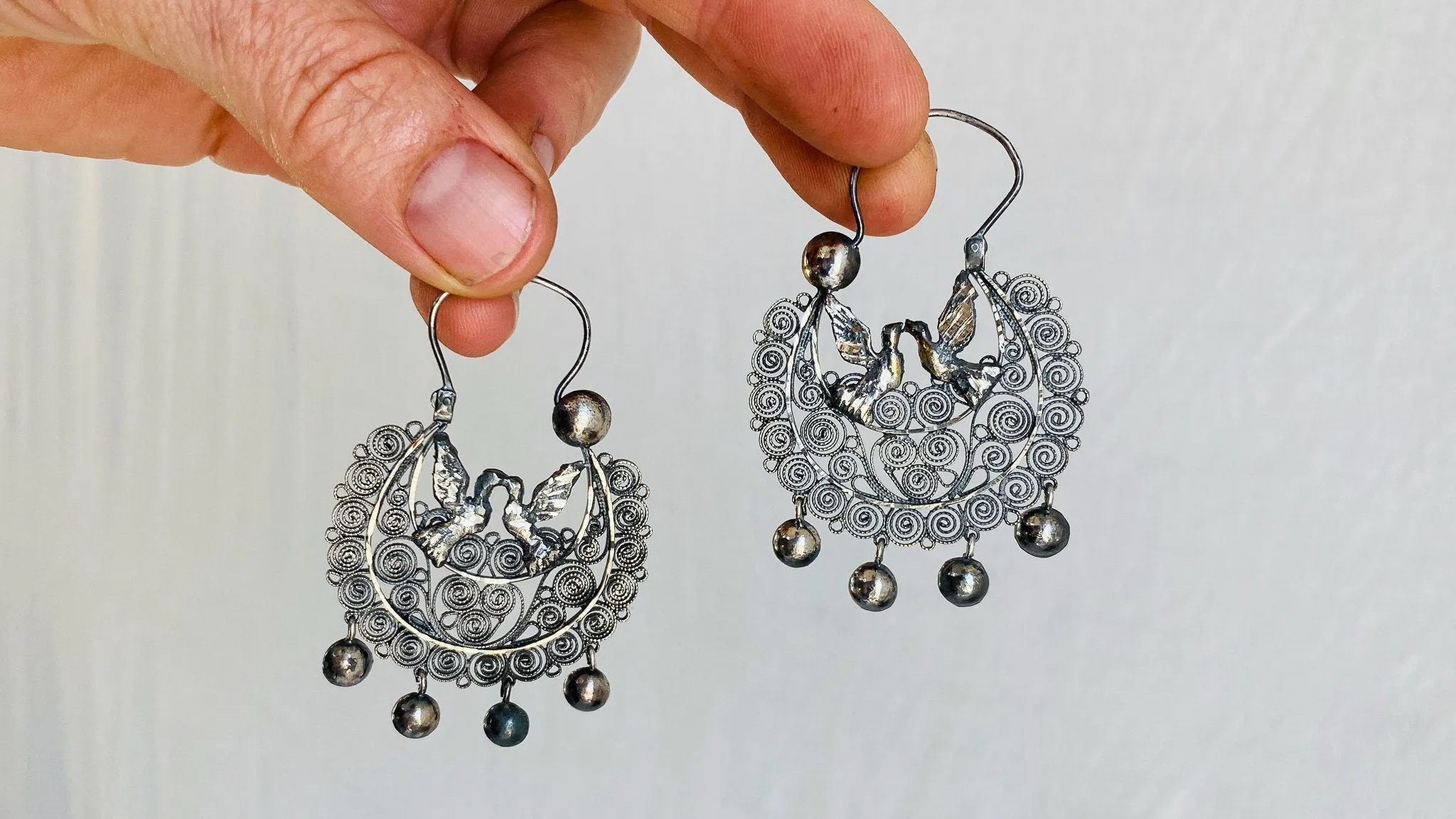 Filigree Lovebird Earrings. Arracadas. Oaxaca. Mexico. Frida Kahlo