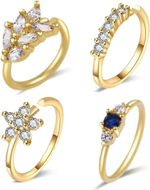Flower Cross Evil Eye CZ Cubic Zirconia Nose Rings Hoops 20g Nose Rings for Women Girls Nose Piercing Jewelry Surgical Steel 18K Gold Plated Hypoallergenic Piercing Jewelry Trendy Unique Dainty Gifts