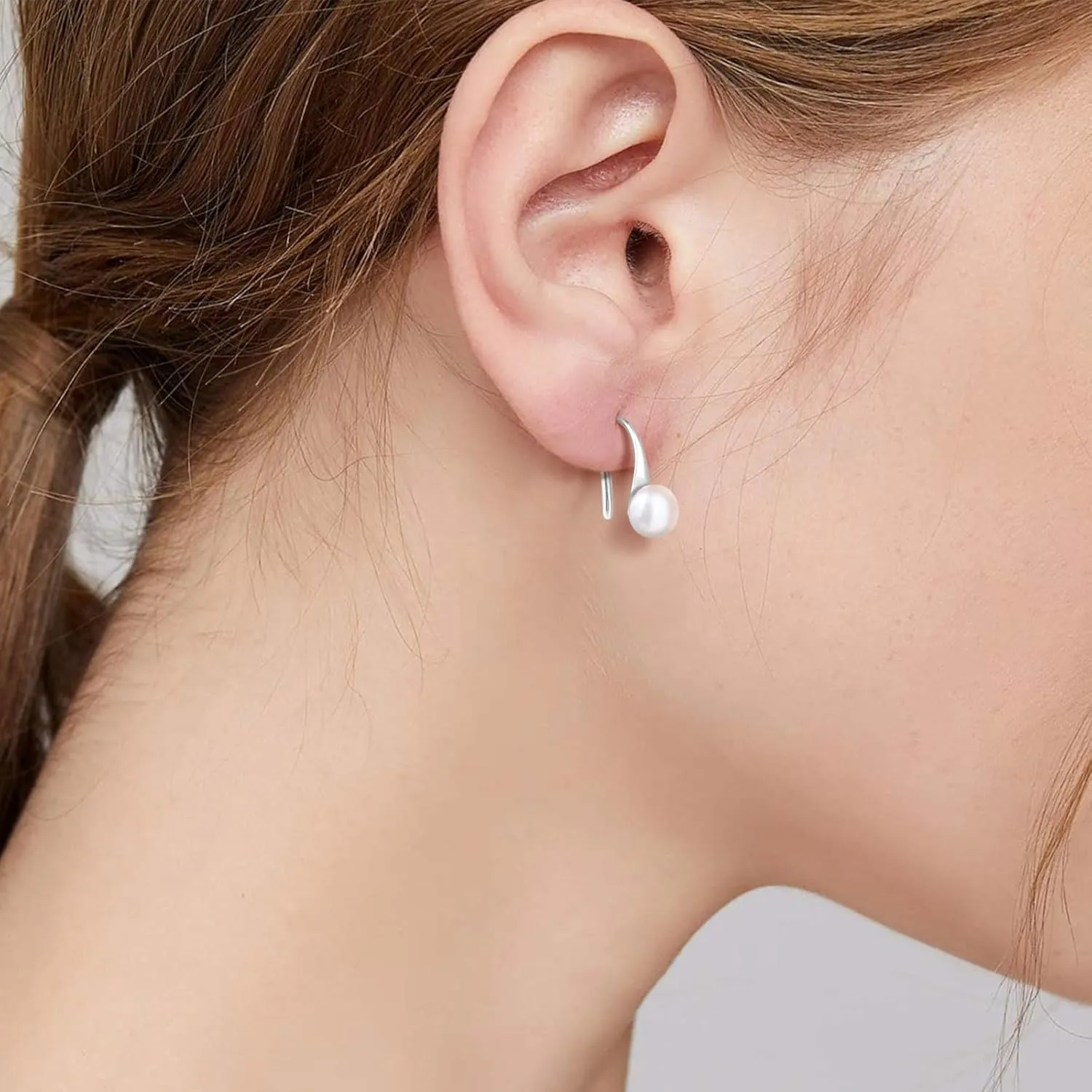 Freshwater Pearl Necklace for Women, S925 Sterling Silver Pearl Pendant Necklace Jewelry Gift, Mother Day Birthday Wedding Valentines Christmas Party 18K Dainty Single White Pearl Choker Necklaces for Mom Friends Grandma Daughter