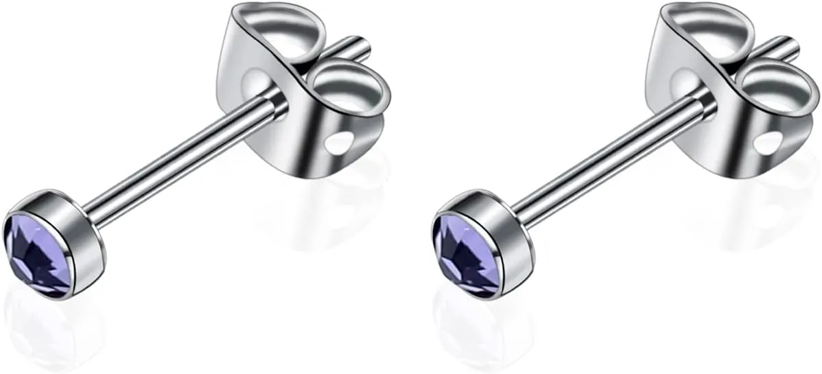 G23 Titanium Studs Earrings Hypoallergenic Earrings Women Stud Earrings Nickel Free Dainty Earrings for Sensitive Ears 3mm/4mm/5mm Stone Size Options