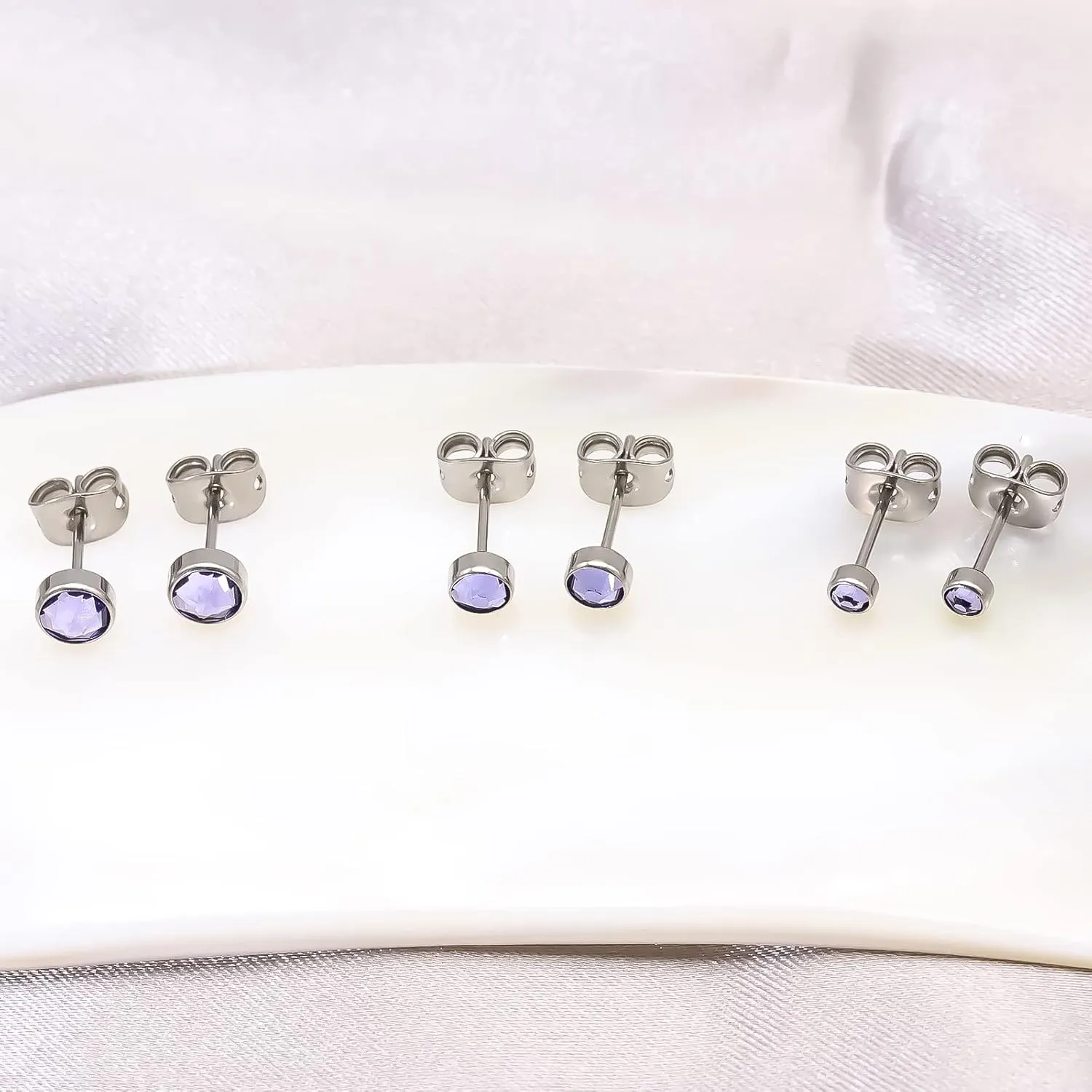 G23 Titanium Studs Earrings Hypoallergenic Earrings Women Stud Earrings Nickel Free Dainty Earrings for Sensitive Ears 3mm/4mm/5mm Stone Size Options