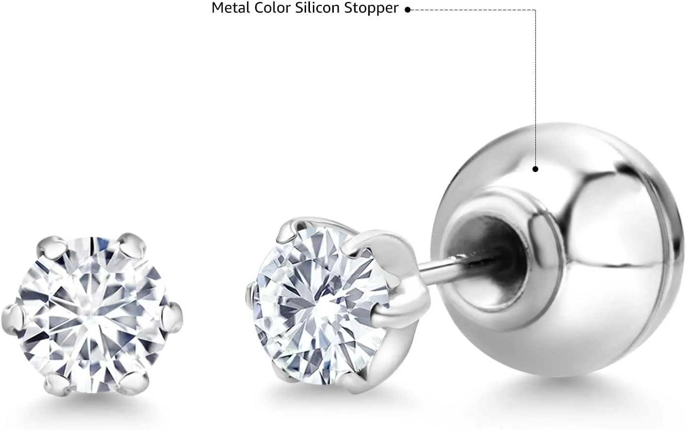 Gem Stone King 3MM Round Gemstone Birthstone Six Prong Platinum Stud Earrings For Women Men