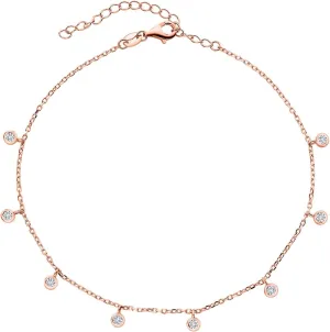 Gem Stone King 925 Sterling Silver White Moissanite Anklet Bracelet For Women (0.40 Cttw, Adjustable Up to 11 Inch)