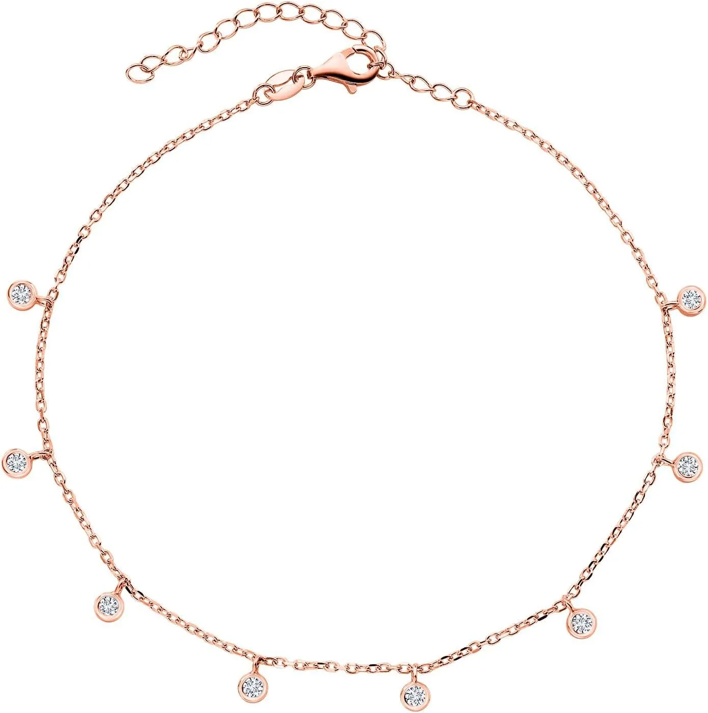 Gem Stone King 925 Sterling Silver White Moissanite Anklet Bracelet For Women (0.40 Cttw, Adjustable Up to 11 Inch)
