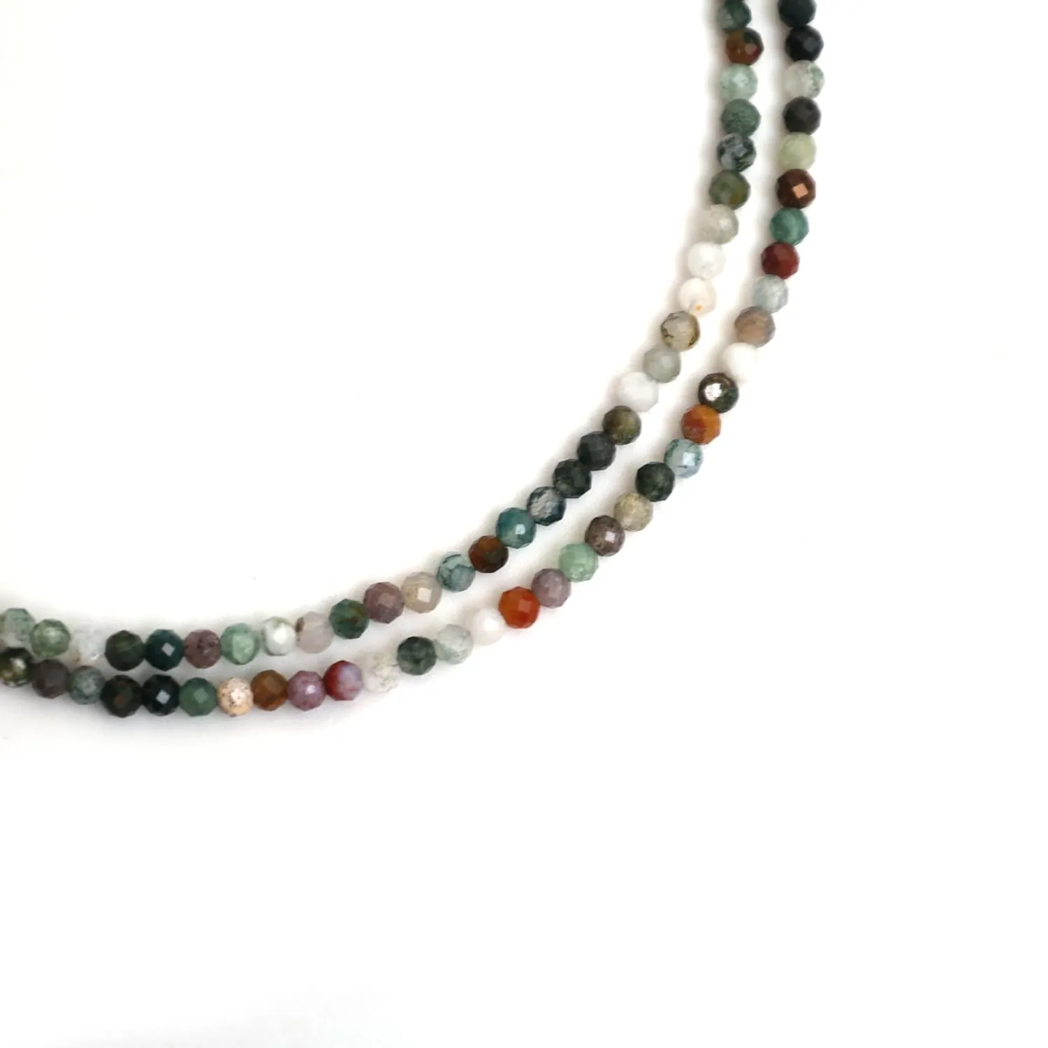 Gempires Natural Mossagate Beaded Necklace Handmade Crystal Choker Jewelry Hypoallergenic 18 Inch Silver Plated Layered Gemstone Women Necklaces
