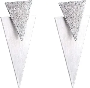 Geometric Double Triangle Earrings for Women Three-dimensional Dangle Earrings Punk Metal Personality Jewelry Handmade