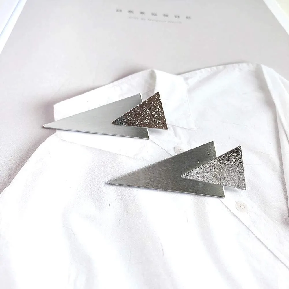 Geometric Double Triangle Earrings for Women Three-dimensional Dangle Earrings Punk Metal Personality Jewelry Handmade
