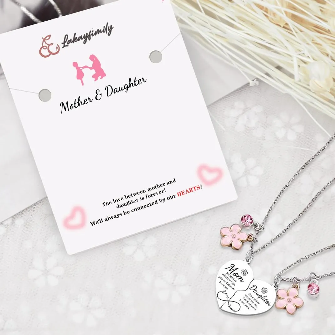 Gifts for Mom&Daughter 2pcs Mom Daughter Heart Matching Pendant Necklace Set Cute Jewelry Accessories for Mom Daughter Birthday Anniversary Christmas Gifts