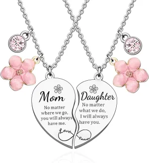 Gifts for Mom&Daughter 2pcs Mom Daughter Heart Matching Pendant Necklace Set Cute Jewelry Accessories for Mom Daughter Birthday Anniversary Christmas Gifts