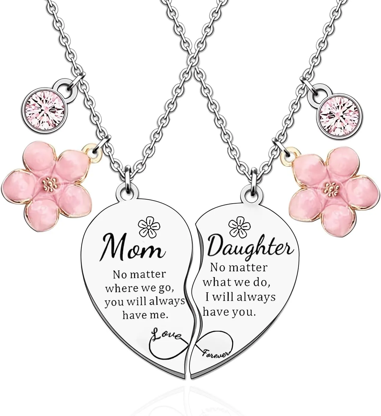 Gifts for Mom&Daughter 2pcs Mom Daughter Heart Matching Pendant Necklace Set Cute Jewelry Accessories for Mom Daughter Birthday Anniversary Christmas Gifts