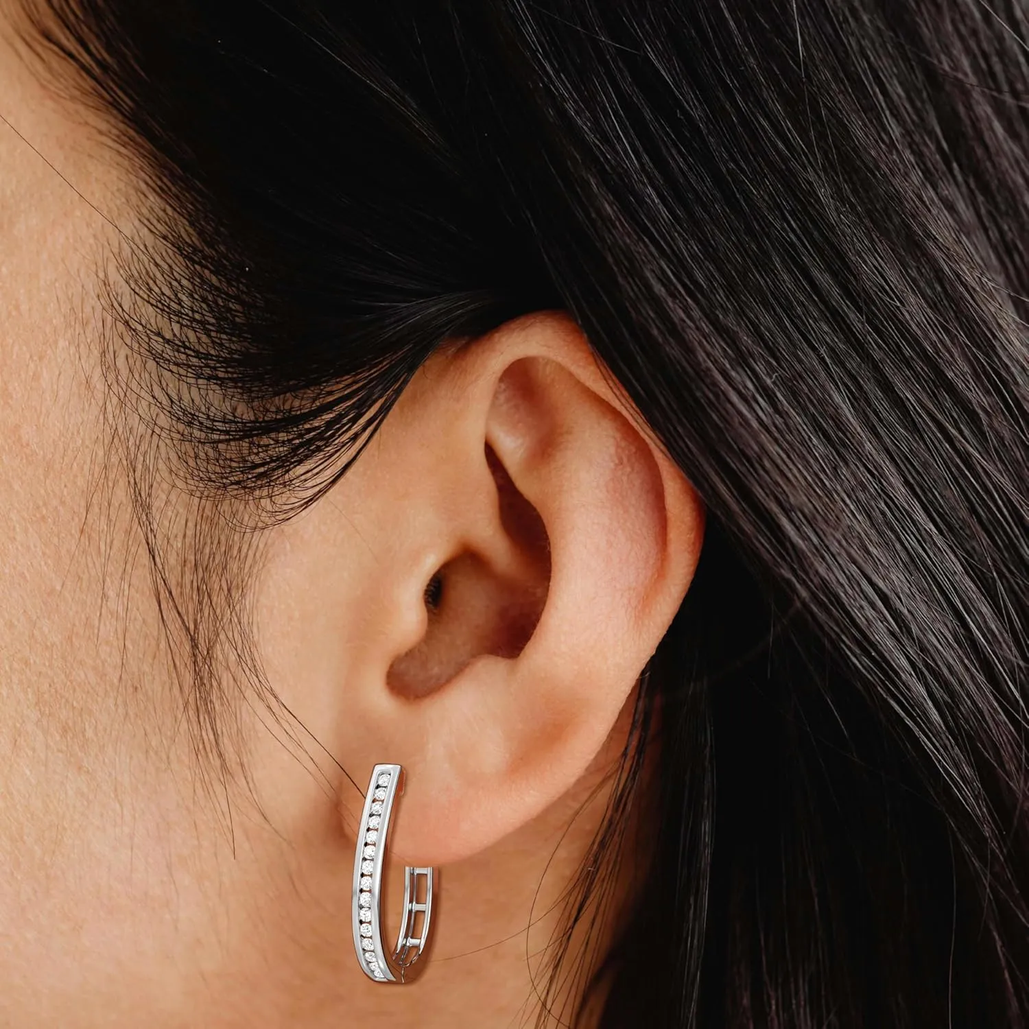 Gilded Lab-Grown Diamond Channel Set Hoop Earrings, 1/4 Cttw - 1 Cttw | SI1 F Color, Sterling Silver and 14K Gold-Plated | Elegant & Ethical Jewelry for Women, Gift Box Included | For Anniversaries, Gifting and Special Occasions