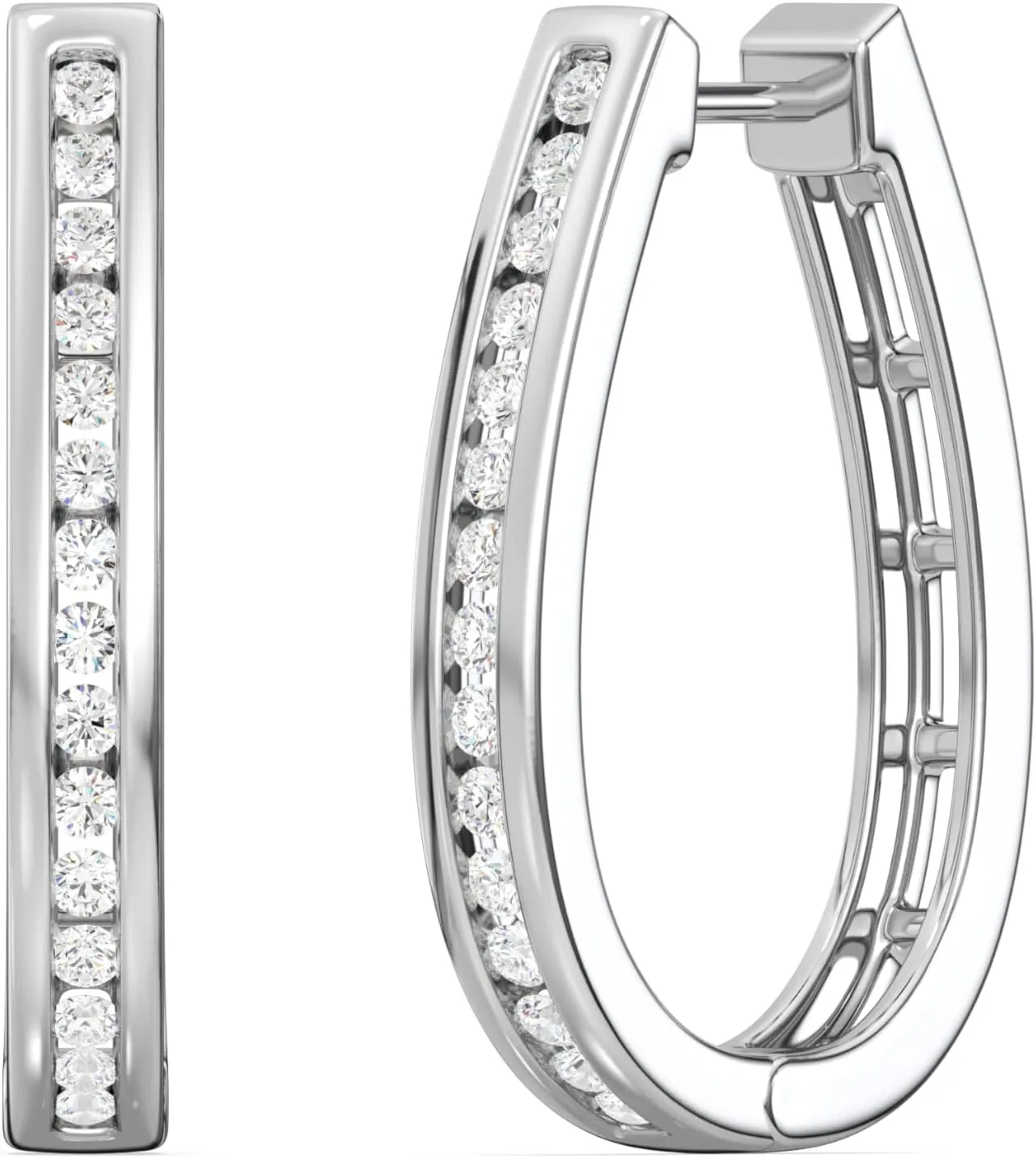 Gilded Lab-Grown Diamond Channel Set Hoop Earrings, 1/4 Cttw - 1 Cttw | SI1 F Color, Sterling Silver and 14K Gold-Plated | Elegant & Ethical Jewelry for Women, Gift Box Included | For Anniversaries, Gifting and Special Occasions