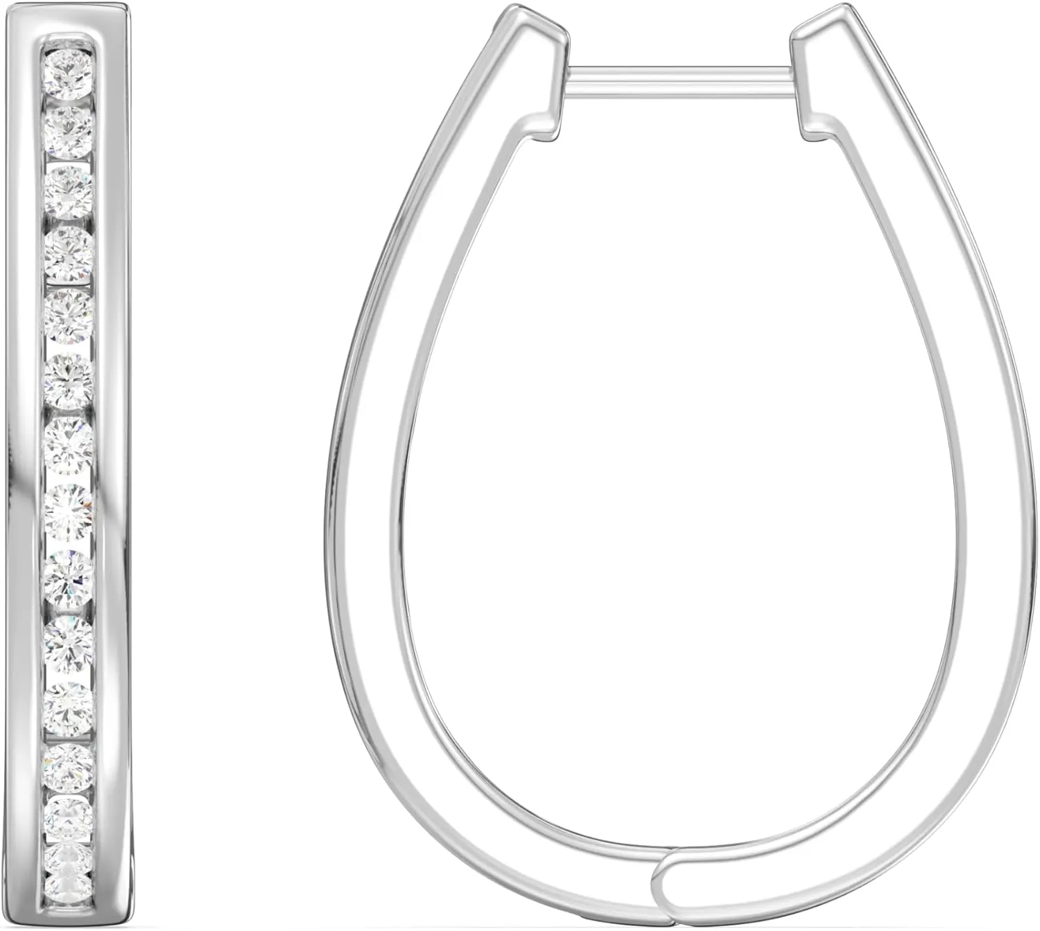 Gilded Lab-Grown Diamond Channel Set Hoop Earrings, 1/4 Cttw - 1 Cttw | SI1 F Color, Sterling Silver and 14K Gold-Plated | Elegant & Ethical Jewelry for Women, Gift Box Included | For Anniversaries, Gifting and Special Occasions