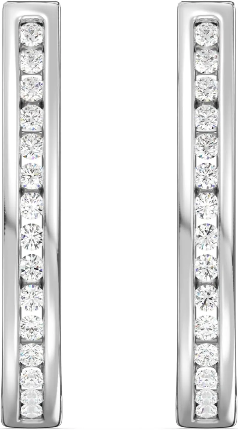 Gilded Lab-Grown Diamond Channel Set Hoop Earrings, 1/4 Cttw - 1 Cttw | SI1 F Color, Sterling Silver and 14K Gold-Plated | Elegant & Ethical Jewelry for Women, Gift Box Included | For Anniversaries, Gifting and Special Occasions