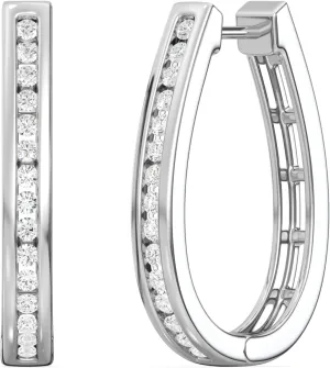 Gilded Lab-Grown Diamond Channel Set Hoop Earrings, 1/4 Cttw - 1 Cttw | SI1 F Color, Sterling Silver and 14K Gold-Plated | Elegant & Ethical Jewelry for Women, Gift Box Included | For Anniversaries, Gifting and Special Occasions