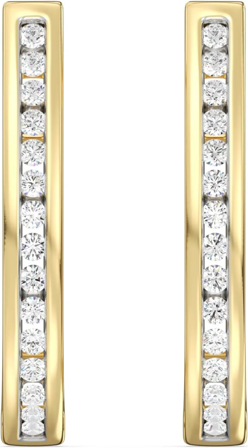 Gilded Lab-Grown Diamond Channel Set Hoop Earrings, 1/4 Cttw - 1 Cttw | SI1 F Color, Sterling Silver and 14K Gold-Plated | Elegant & Ethical Jewelry for Women, Gift Box Included | For Anniversaries, Gifting and Special Occasions