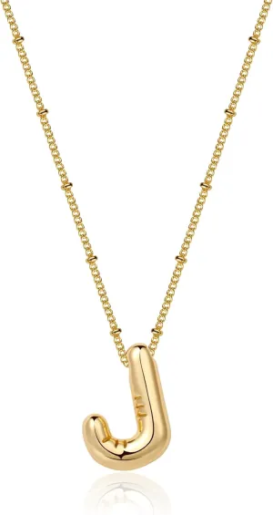 Gold Bubble Letter Necklace for Women 18K Gold Plated Initial Necklace Dainty A-Z Bubble Letter Pendant Necklaces Gifts for Women