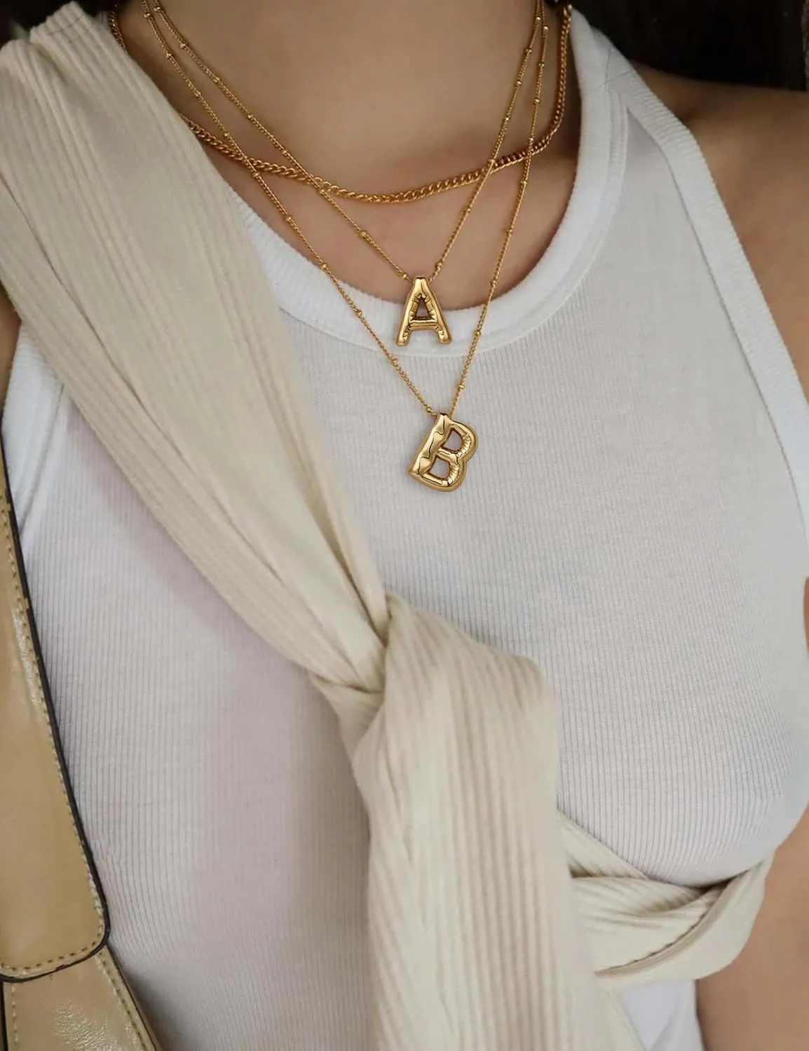 Gold Bubble Letter Necklace for Women 18K Gold Plated Initial Necklace Dainty A-Z Bubble Letter Pendant Necklaces Gifts for Women