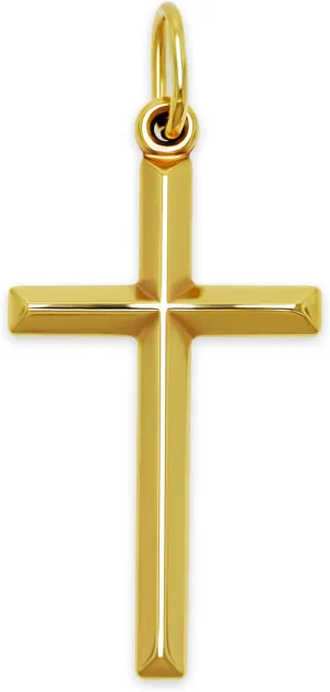Gold Cross Charm Pendant - 10 Karat Gold - 3D Puffed Cross Pendant - Religious Cross Charm - Cross Jewelry - Two Sided Cross - Comes in Two Sizes