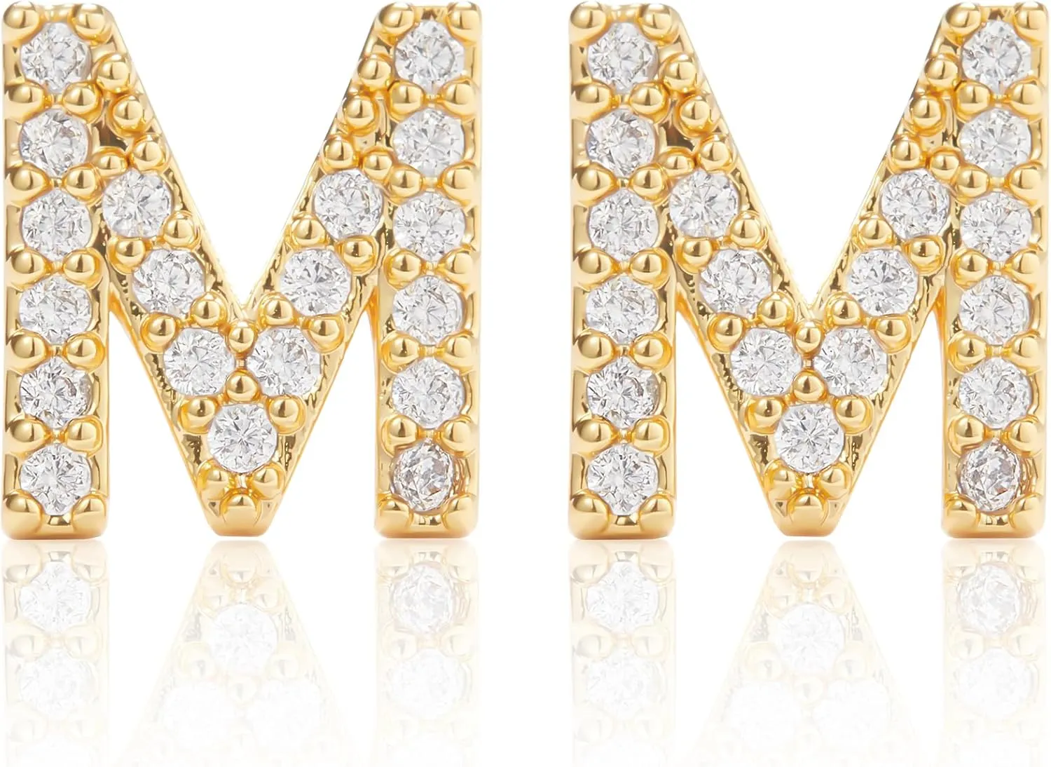 Gold Earrings for Women 14K Gold Cubic Zirconia Initial Letter Stud Earrings Trendy Simple Tiny Small Minimalist Dainty Cute Hypoallergenic Initial Earrings Jewelry Gifts for Women
