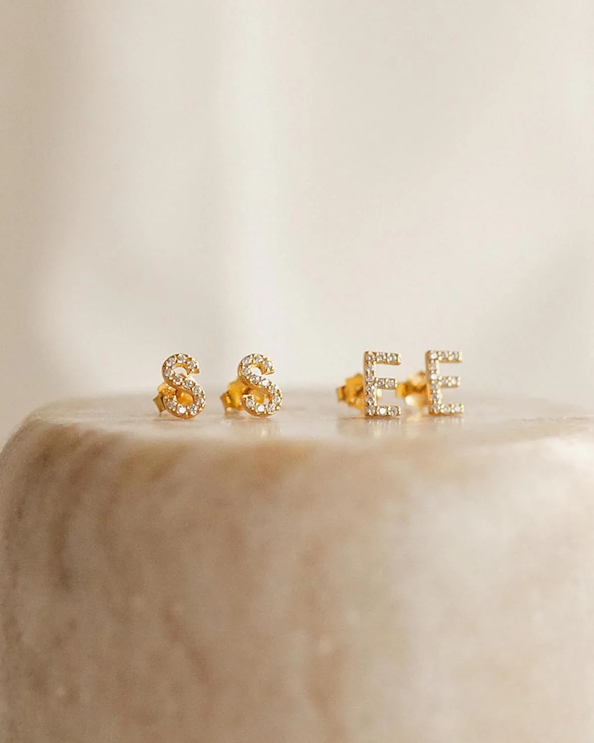 Gold Earrings for Women 14K Gold Cubic Zirconia Initial Letter Stud Earrings Trendy Simple Tiny Small Minimalist Dainty Cute Hypoallergenic Initial Earrings Jewelry Gifts for Women