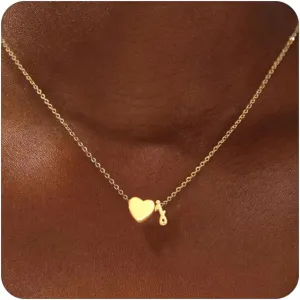 Gold Initial Necklaces for Women 14K Gold Plated Heart Charm A-Z Letter Pendant Necklace for Women Trendy Dainty Gold Necklace Tiny Cute Personalized Custom Name Necklaces Women's Gold Jewelry Gifts
