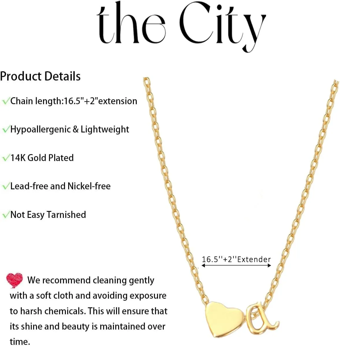 Gold Initial Necklaces for Women 14K Gold Plated Heart Charm A-Z Letter Pendant Necklace for Women Trendy Dainty Gold Necklace Tiny Cute Personalized Custom Name Necklaces Women's Gold Jewelry Gifts