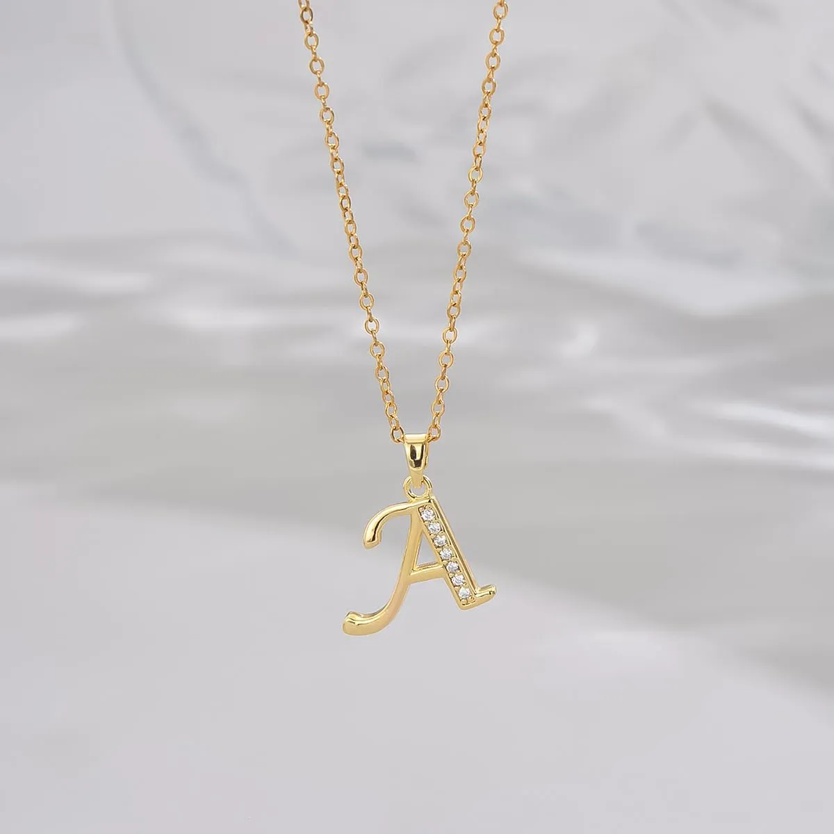 Gold Initial Necklaces for Women 18K Gold Plated Dainty Letter Necklace Personalized Monogram Name Necklace Tiny Cubic Zirconia A-Z Pendant Jewelry Necklace for Women Gift