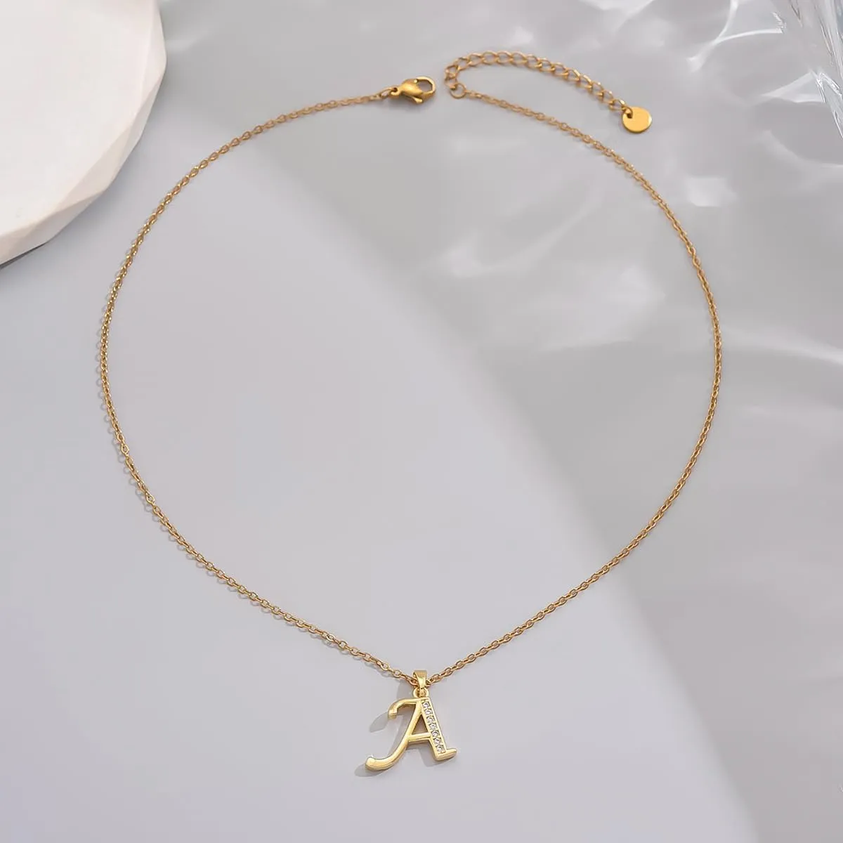 Gold Initial Necklaces for Women 18K Gold Plated Dainty Letter Necklace Personalized Monogram Name Necklace Tiny Cubic Zirconia A-Z Pendant Jewelry Necklace for Women Gift