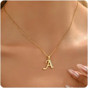 Gold Initial Necklaces for Women 18K Gold Plated Dainty Letter Necklace Personalized Monogram Name Necklace Tiny Cubic Zirconia A-Z Pendant Jewelry Necklace for Women Gift