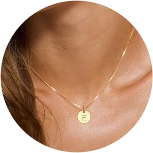 Gold Initial Necklaces for Women, Dainty Trendy Gold Letter Necklace 14k Gold Pendant Necklace Cute Choker Necklace Simple Personalized Name Necklace Gold Jewelry Necklace for Gift