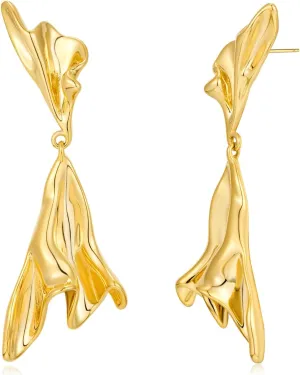 Gold Irregular Abstract Geometric Earrings Hypoallergenic Gold Plated Geometric Boho Earrings