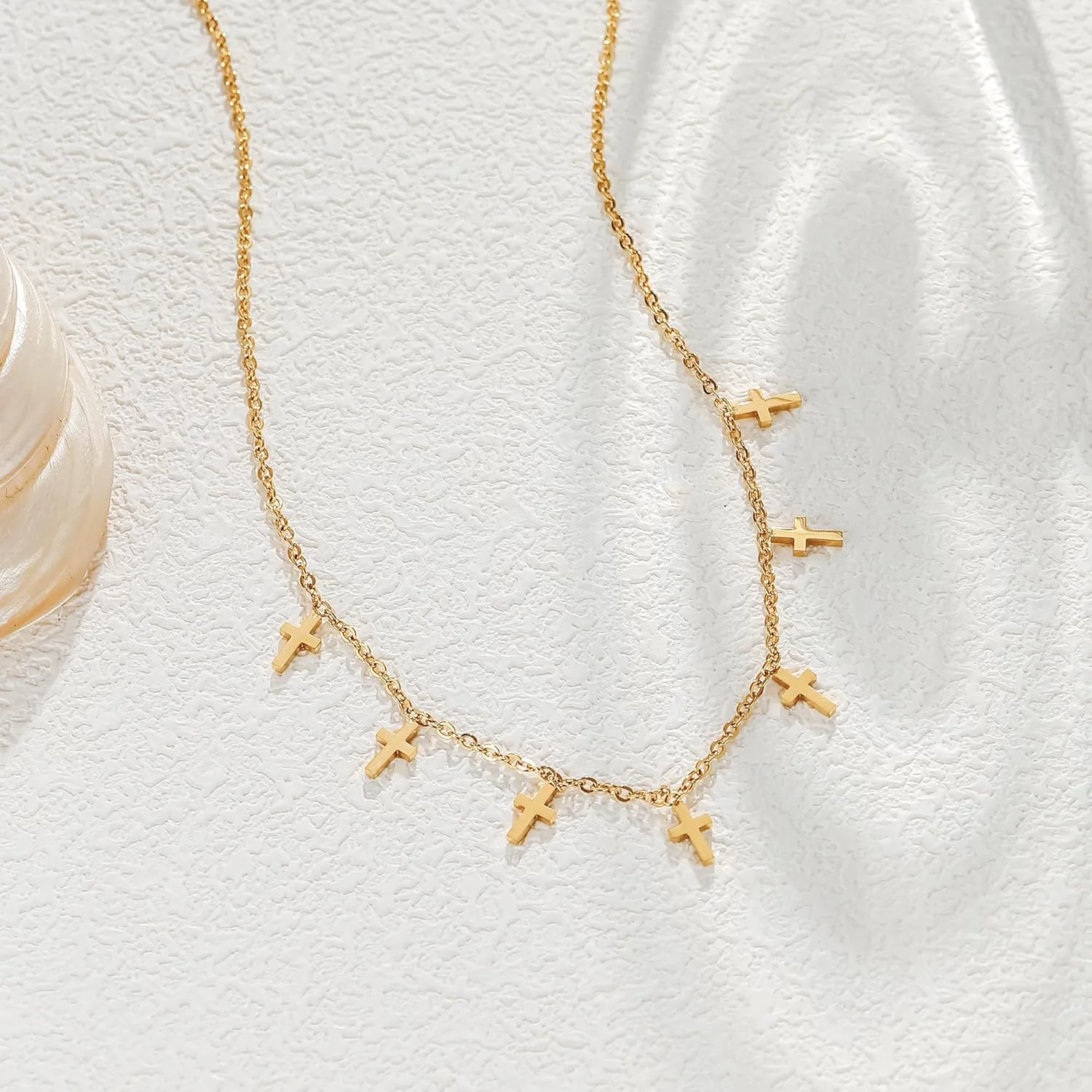 Gold Necklace for Women 14k Gold Plated Butterfly Star Flower Leaf Lightning Bolt Cross Station Necklaces Dainty Gold Charm Choker Necklace Minimalist Simple Jewelry Gift
