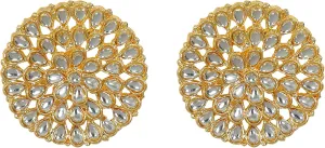 Gold-Plated Kundan Flower Stud Earrings