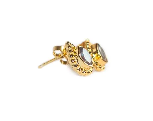 Gold Vermeil Oval Filigree Studs in Labradorite