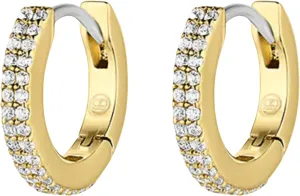 gorjana - Wilder Shimmer Bar Huggies 9/16" - 18k Gold Plated - Sparkling Design with Cubic Zirconia - Surgical Steel Closure - Lightweight & Versatile- Daily style