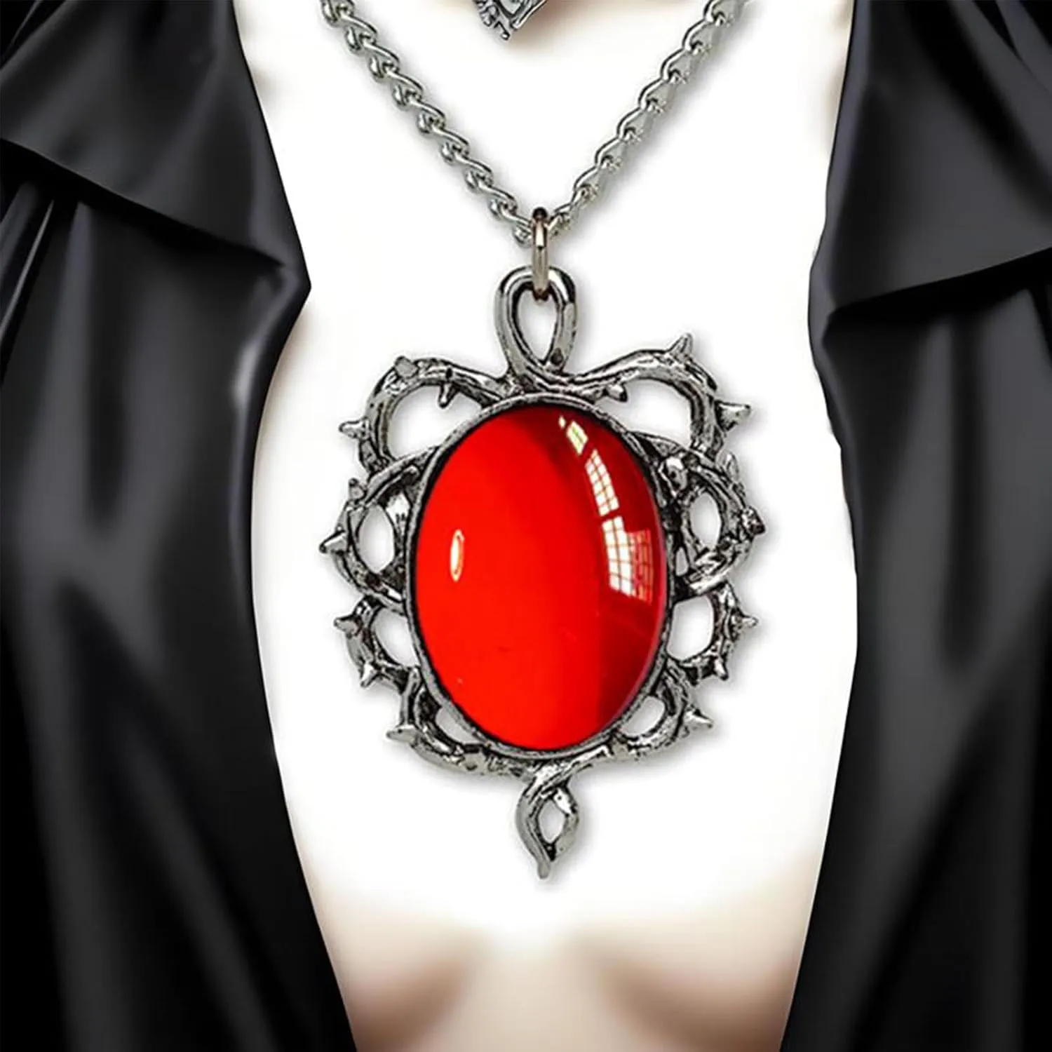 Gothic Black Pendant Necklace Gothic Crystal Cameo Necklace Vintage Satan Demon Goth Necklaces Halloween Drak Style Jewelry Gifts