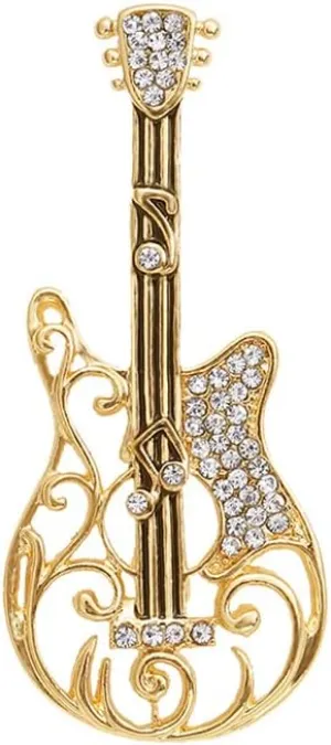 Guitar Rhinestones Brooches Pins Personalized Hip Hop Crystal Brooch for Party Dance Banquet for Women Men Fashion Dainty Lapel Pins Suit Shirt Ceremony Clothes Accessories Daily Jewelry Valentine's Day Decor Christmas Birthday Gifts