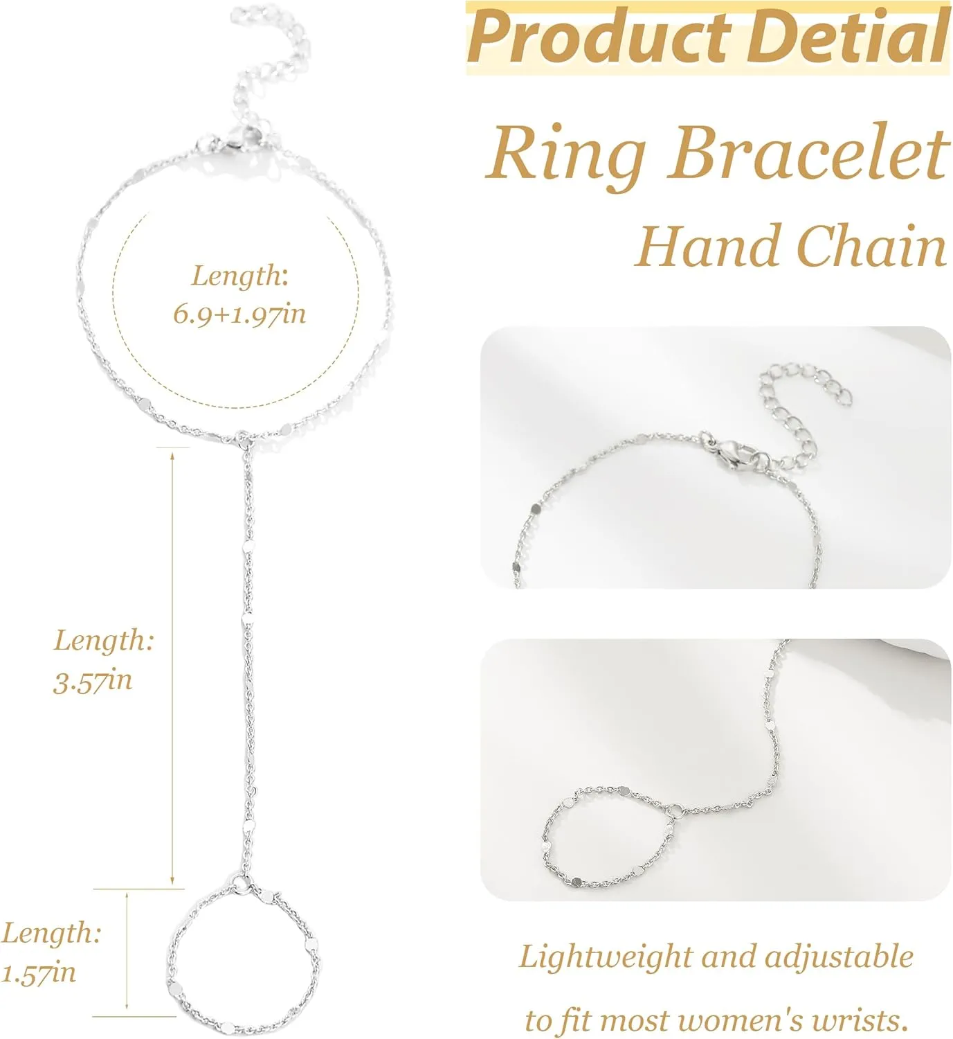 Hand Chain Gold Bracelets for Women Trendy Stuff Ring Bracelet Hand Chain Dainty Chain Bracelet Hand Jewelry Gifts