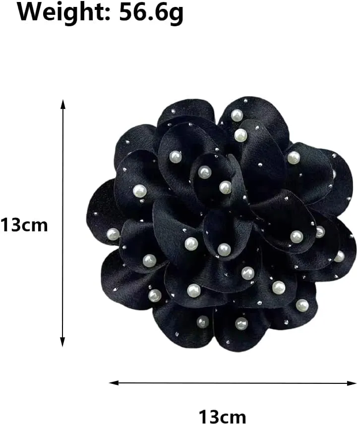 Handmade Chiffon Large Flower Pearl Brooches for Women Layered Satin Fabric Rose Floral Brooch Lapel Pins Pearl Brooch Party Clothes Jewelry