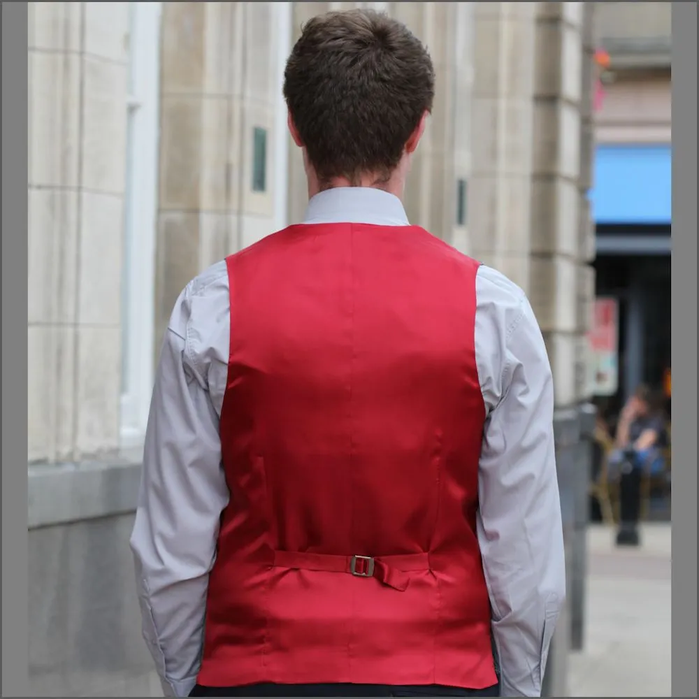 Harris Tweed Grey, Wine Check Waistcoat--