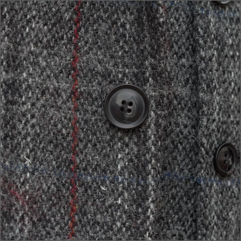 Harris Tweed Grey, Wine Check Waistcoat--