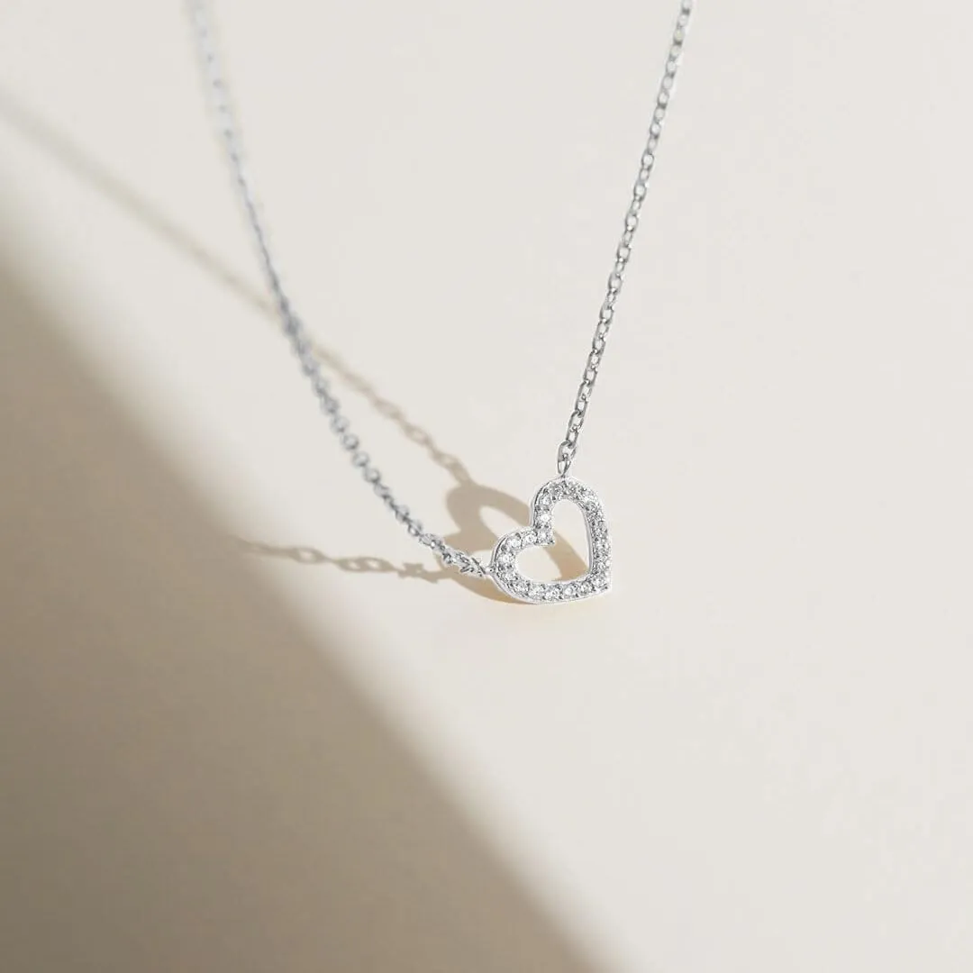 Heart Necklace, AAA  Cubic Zirconia, 14K Gold Plated Necklace for Women, Cute Dainty Love Pendant Necklaces for Women