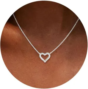 Heart Necklace, AAA  Cubic Zirconia, 14K Gold Plated Necklace for Women, Cute Dainty Love Pendant Necklaces for Women